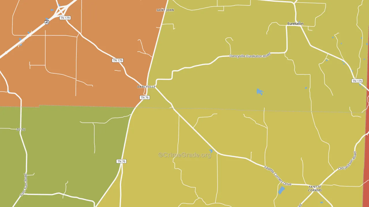 Dancyville, TN Map of Theft Rates