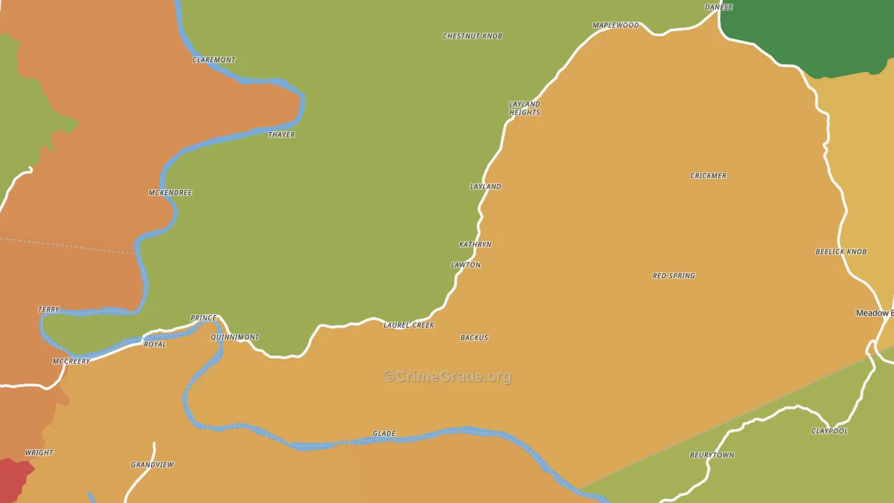 Danese, WV Map of Theft Rates