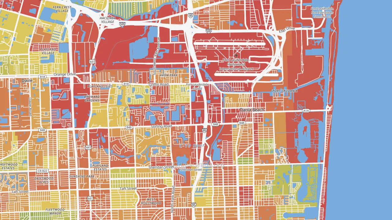 Dania Beach, FL Map of Theft Rates