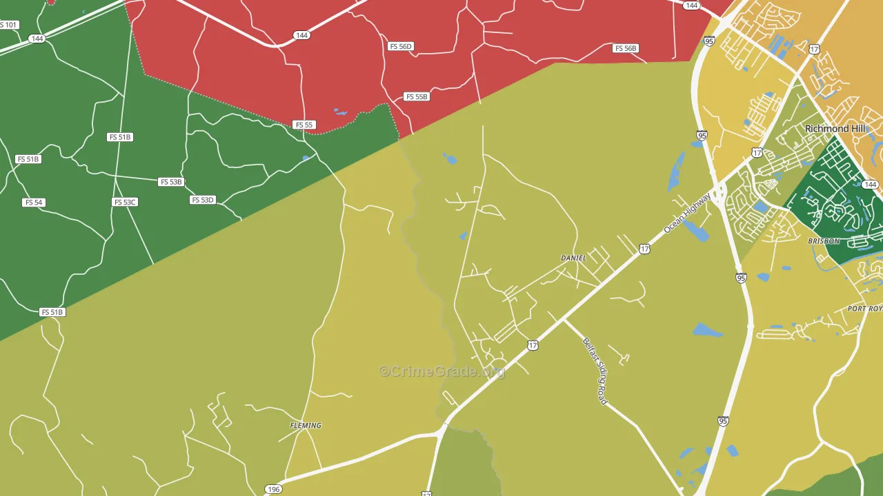 Daniel, GA Map of Theft Rates