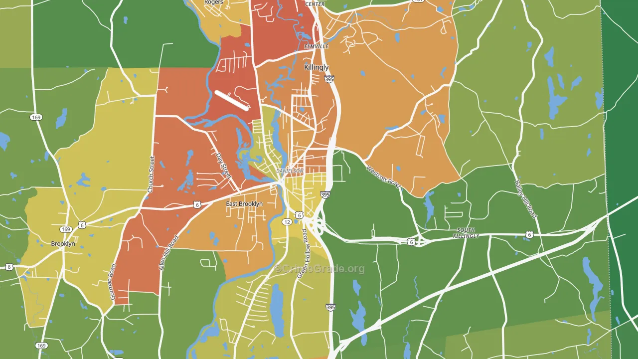 Danielson, CT Map of Theft Rates