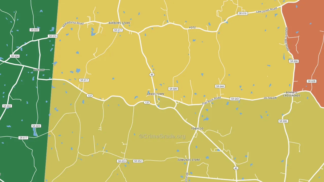 Danieltown, VA Map of Theft Rates
