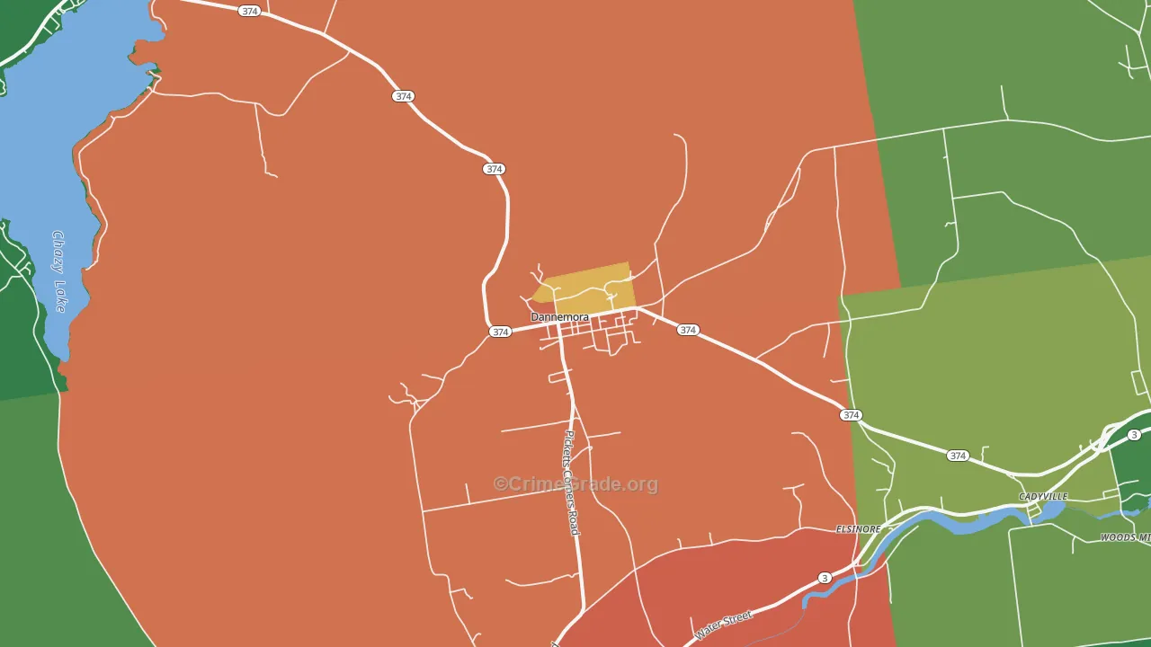Dannemora, NY Map of Theft Rates