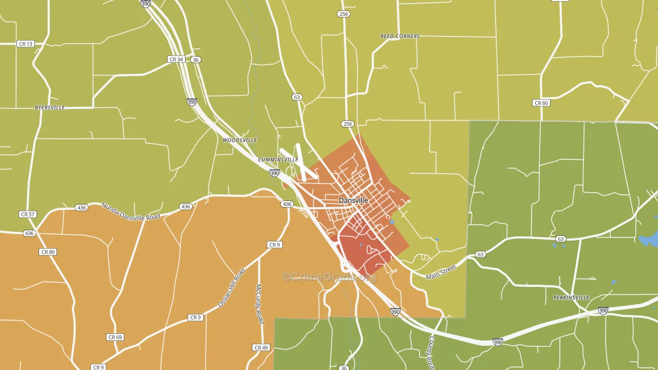 Dansville, NY Map of Theft Rates