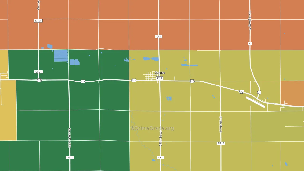 Danube, MN Map of Theft Rates