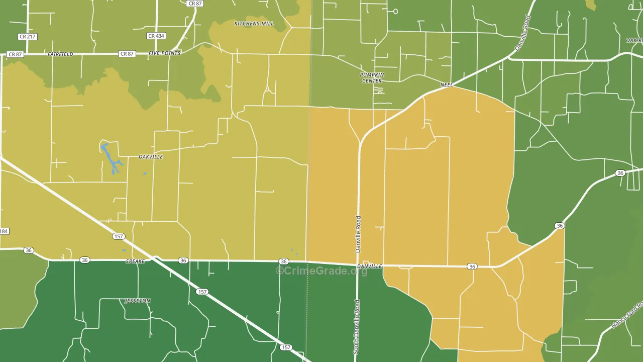 Danville, AL Map of Theft Rates