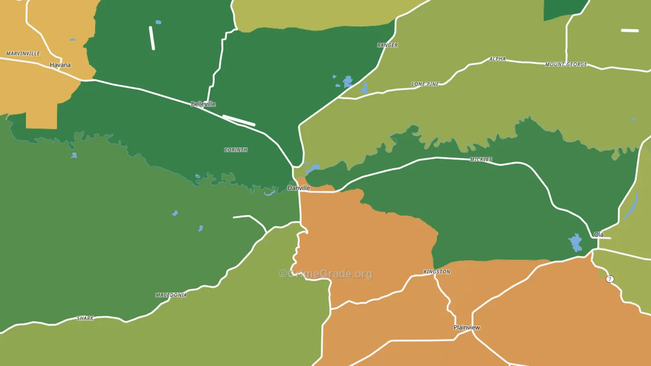 Danville, AR Map of Theft Rates