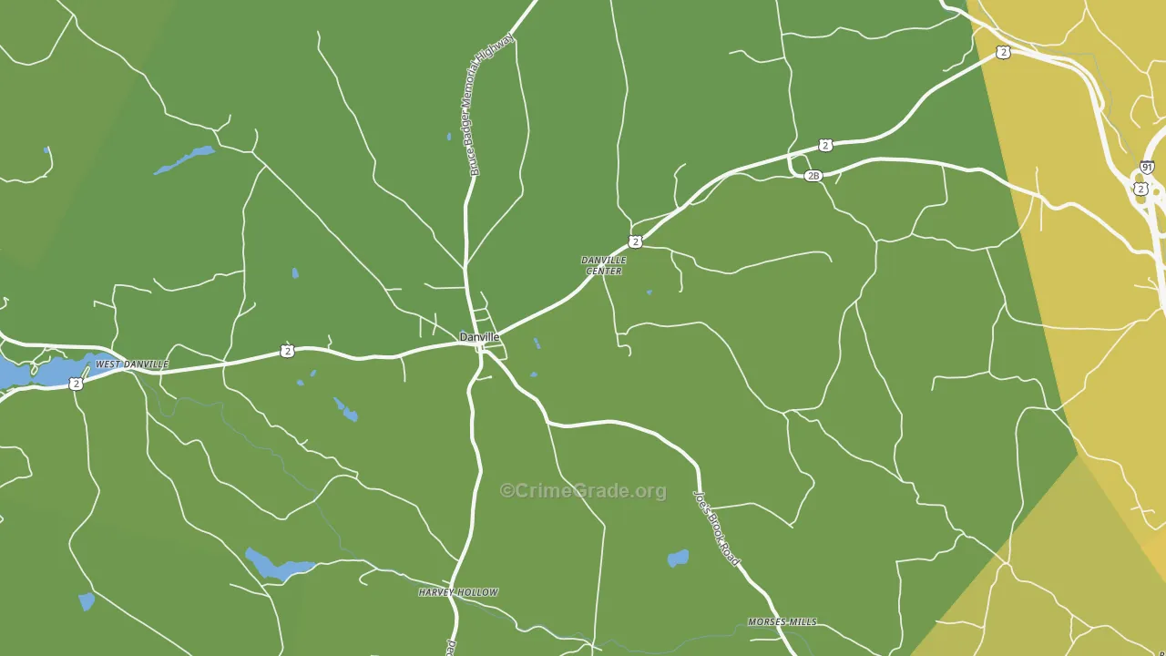 Danville Center, VT Map of Theft Rates