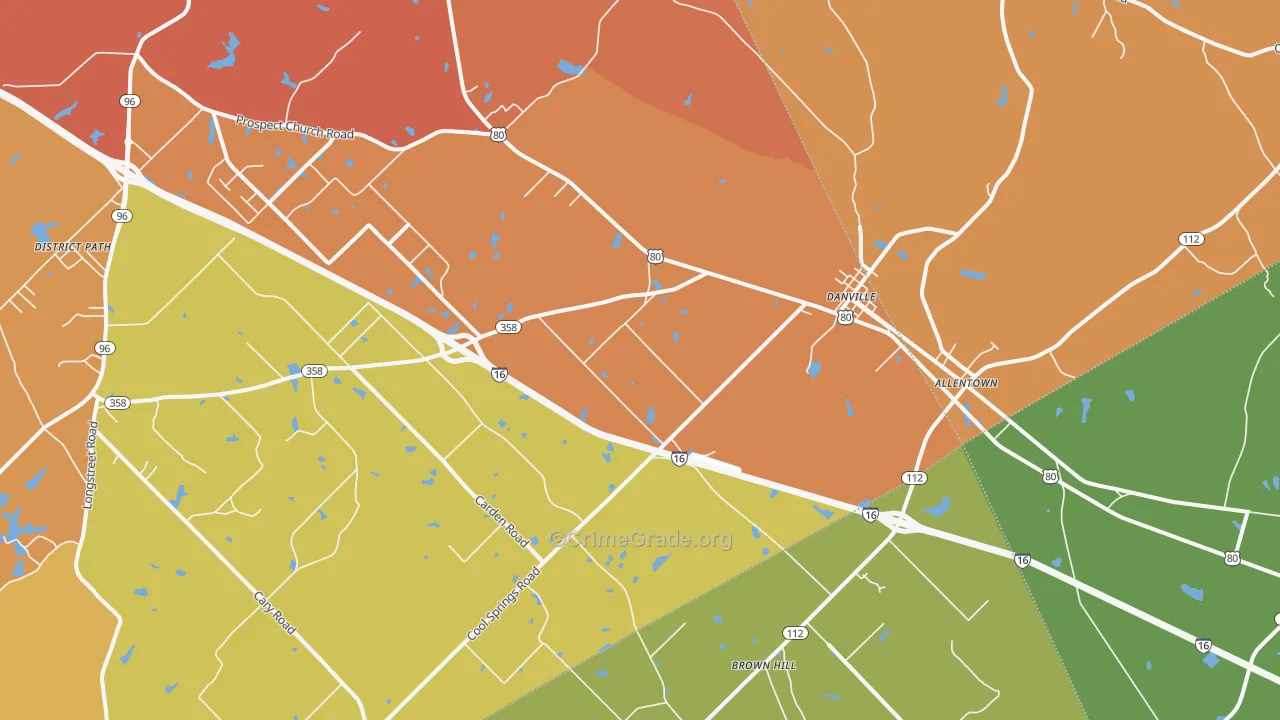 Danville, GA Map of Theft Rates