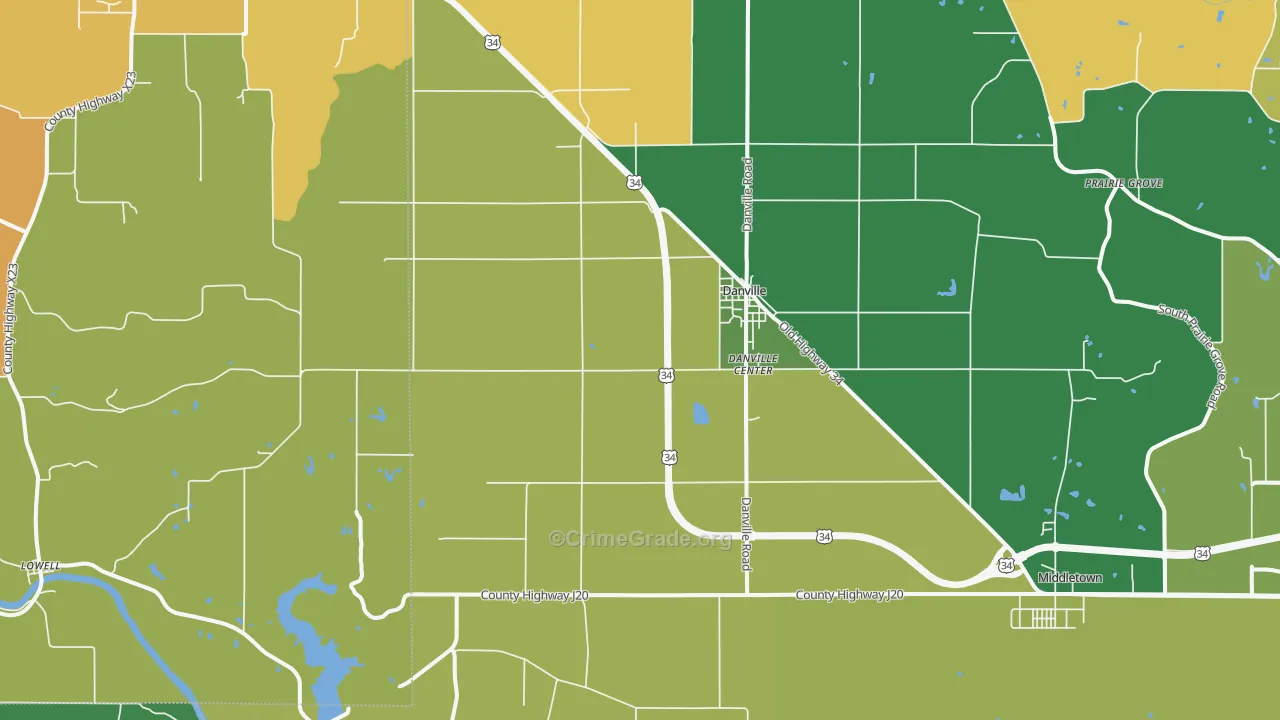 Danville, IA Map of Theft Rates