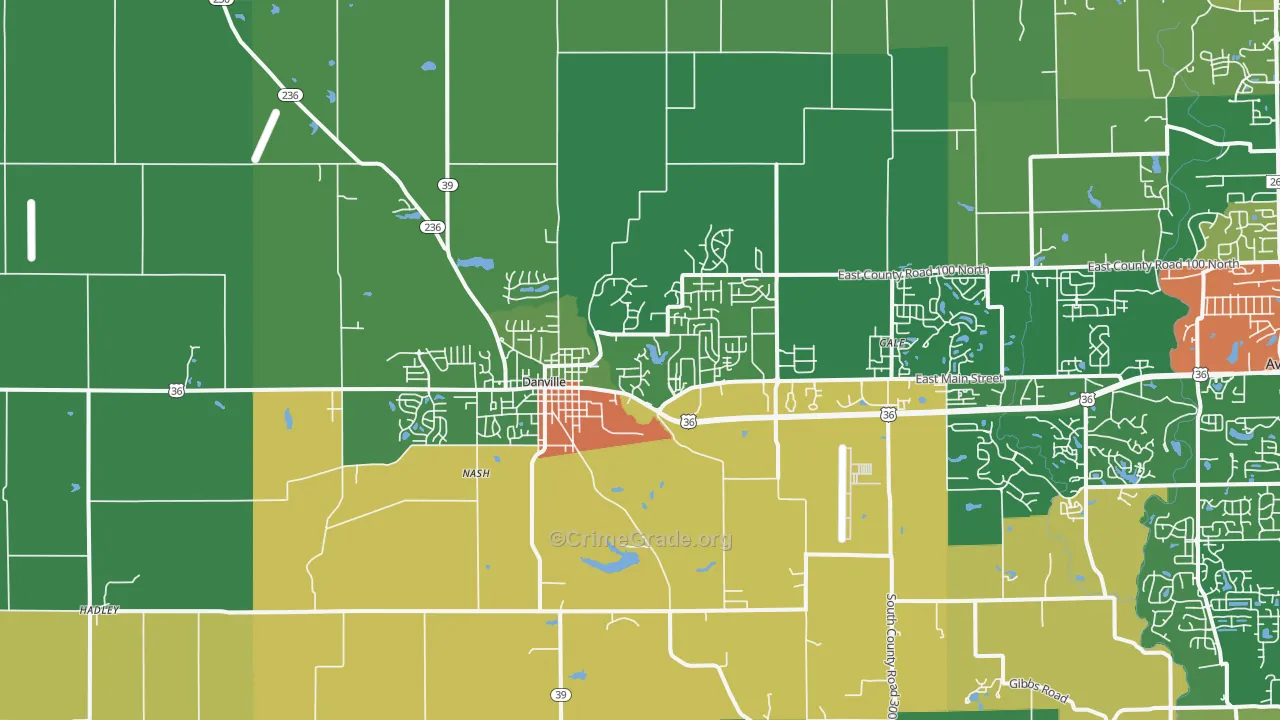Danville, IN Map of Theft Rates