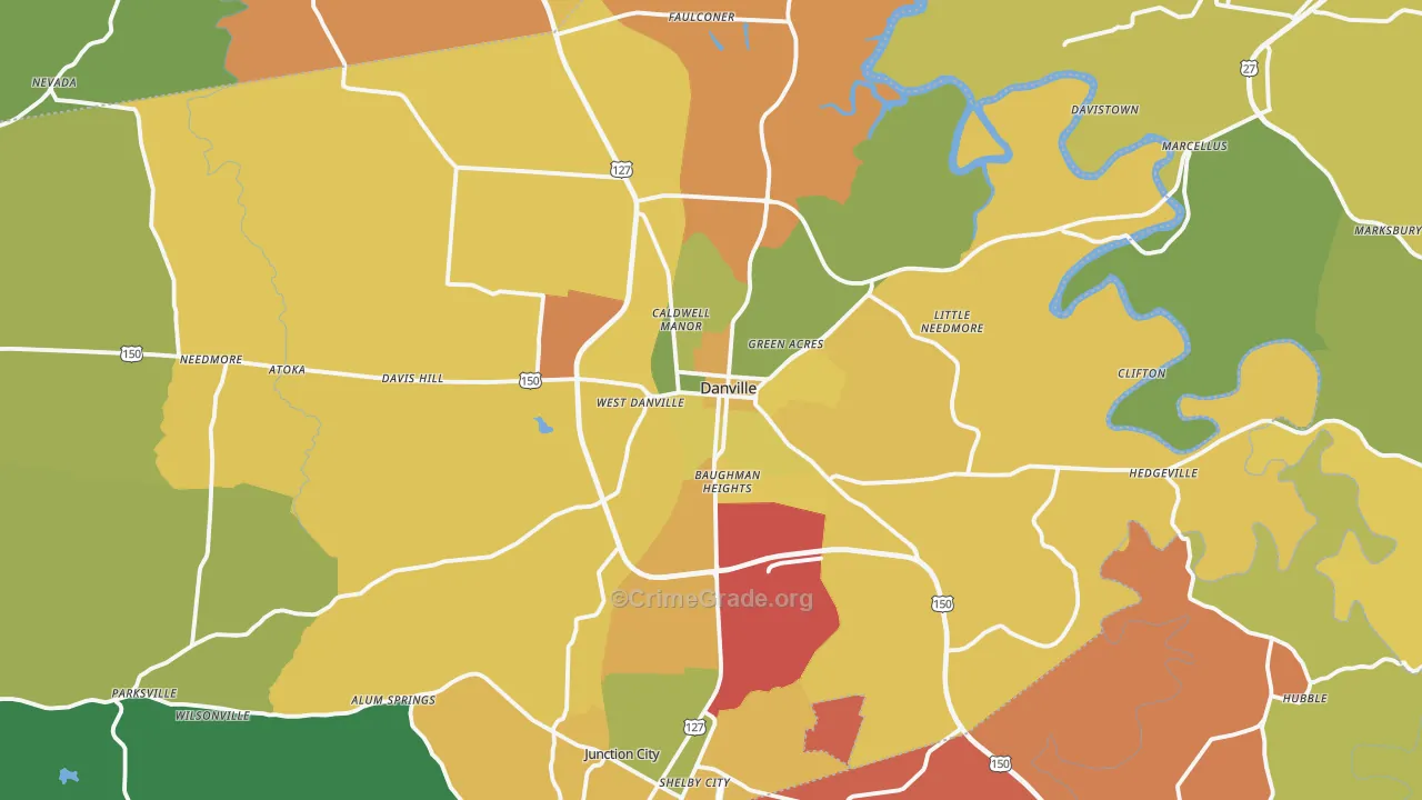 Danville, KY Map of Theft Rates