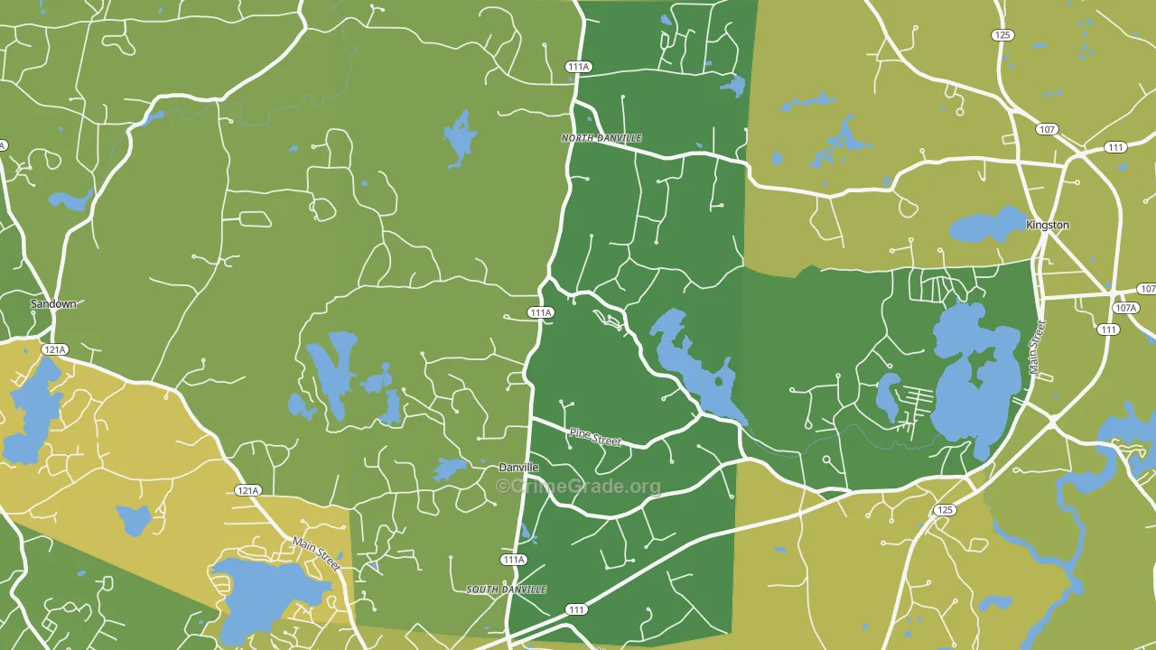 Danville, NH Map of Theft Rates