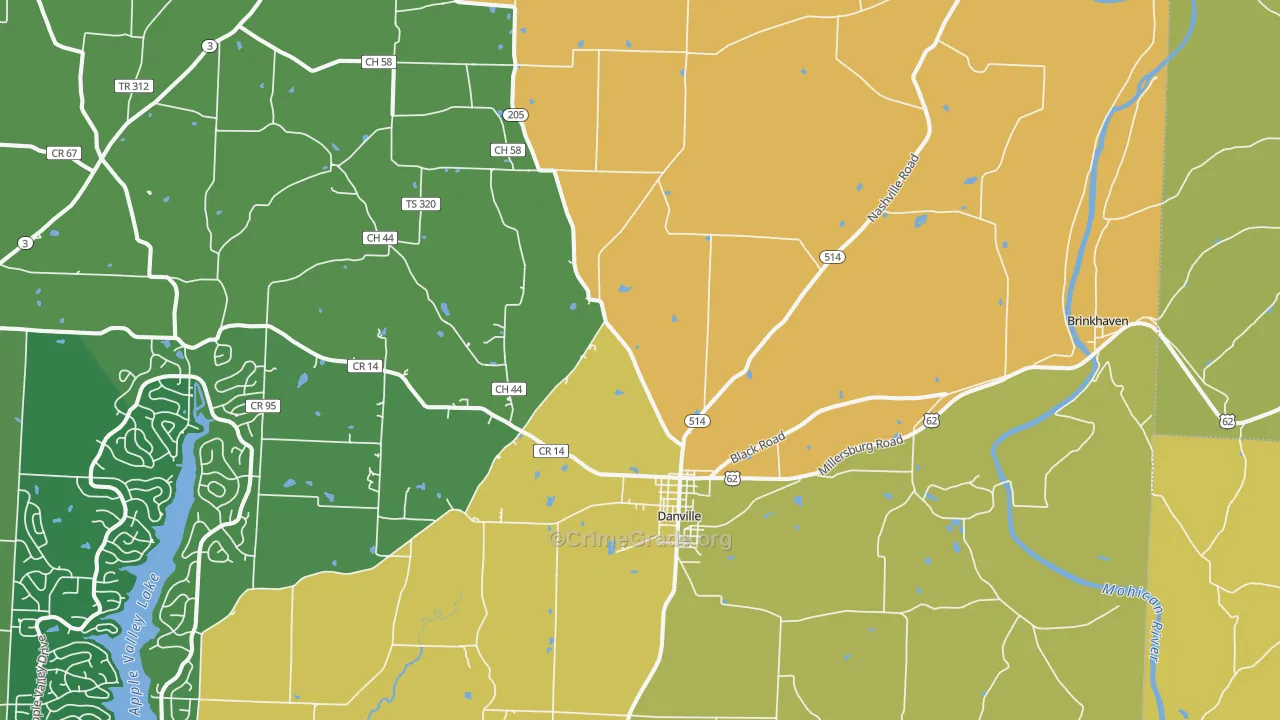 Danville, OH Map of Theft Rates