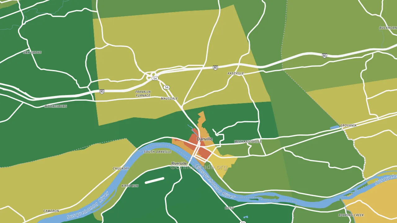 Danville, PA Map of Theft Rates