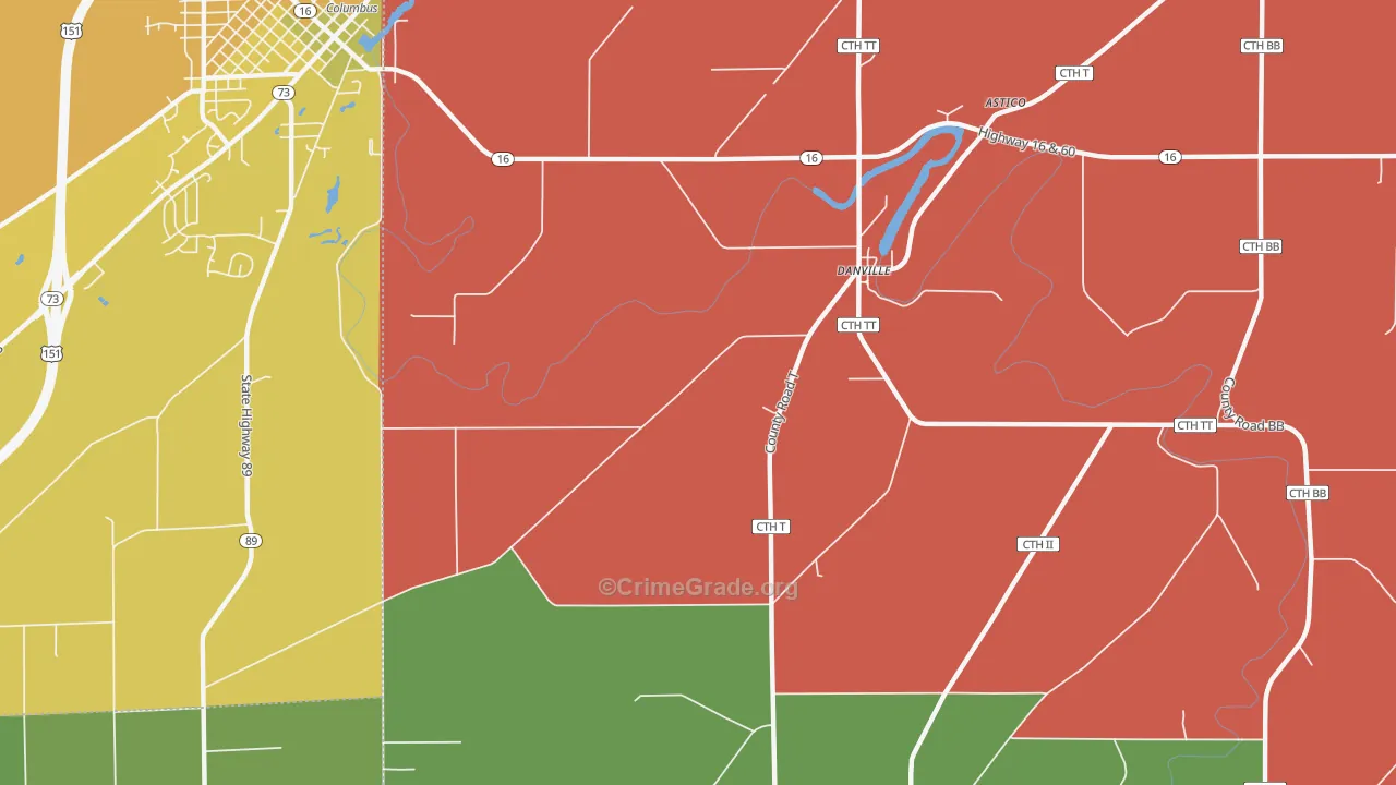 Danville, WI Map of Theft Rates