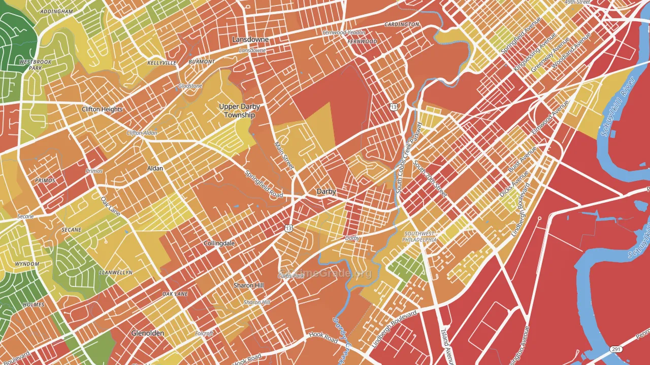 Darby, PA Map of Theft Rates