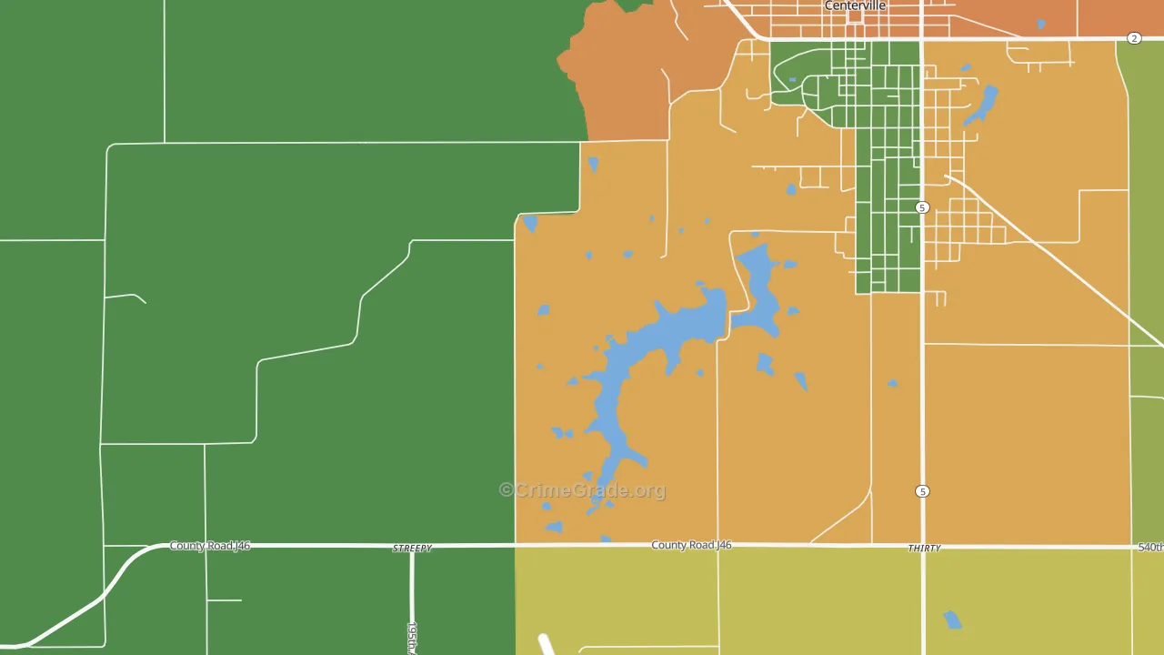 Darbyville, IA Map of Theft Rates