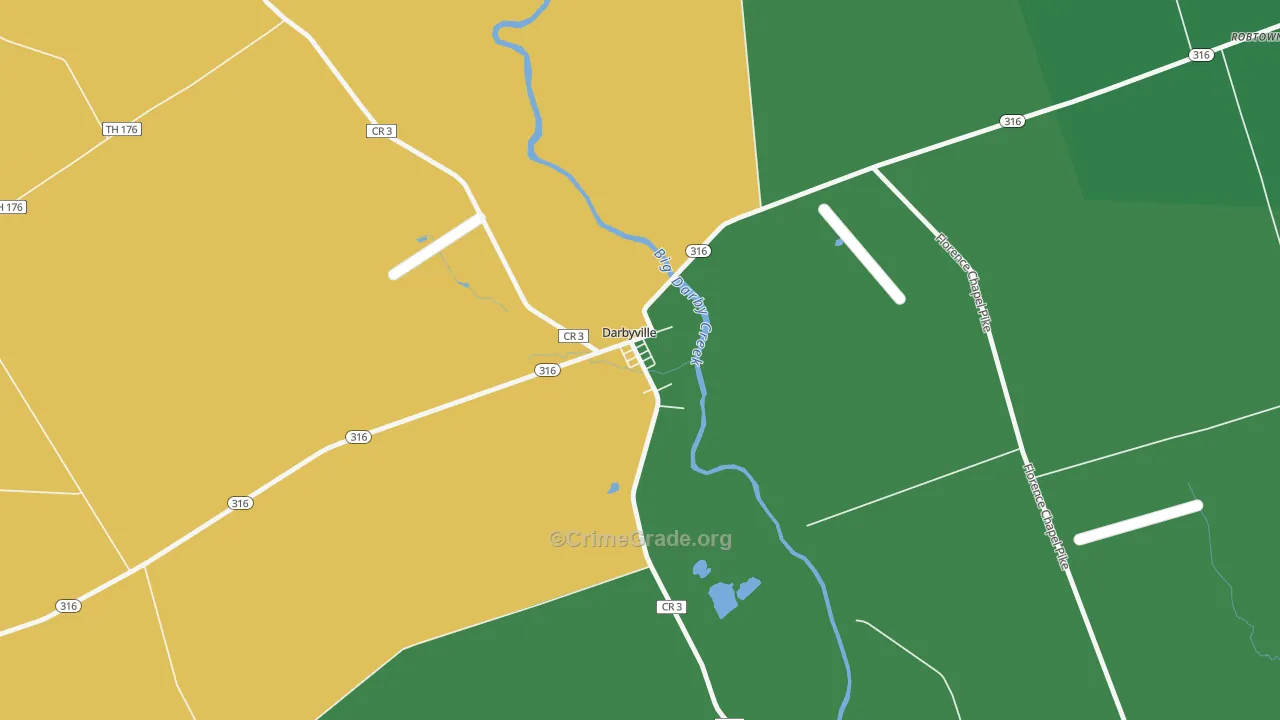 Darbyville, OH Map of Theft Rates