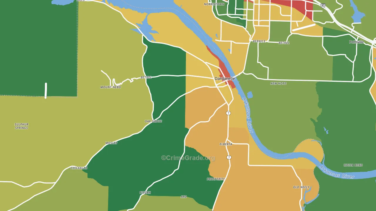 Dardanelle, AR Map of Theft Rates