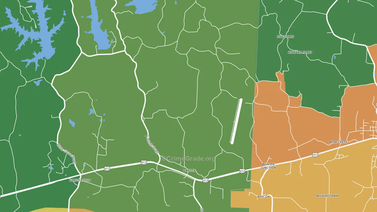 Darden, TN Map of Theft Rates