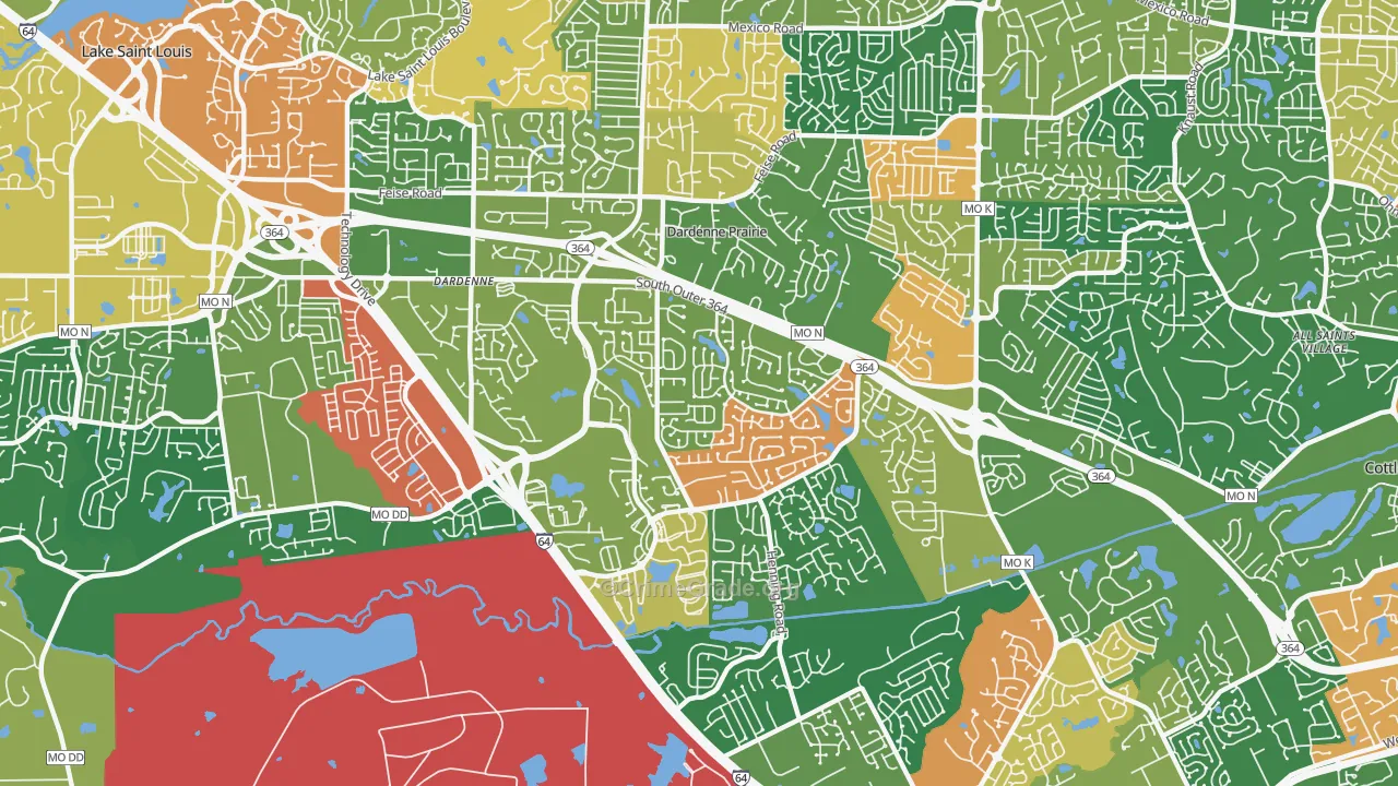 Dardenne Prairie, MO Map of Theft Rates