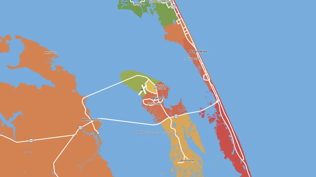 Dare County, NC Map of Theft Rates
