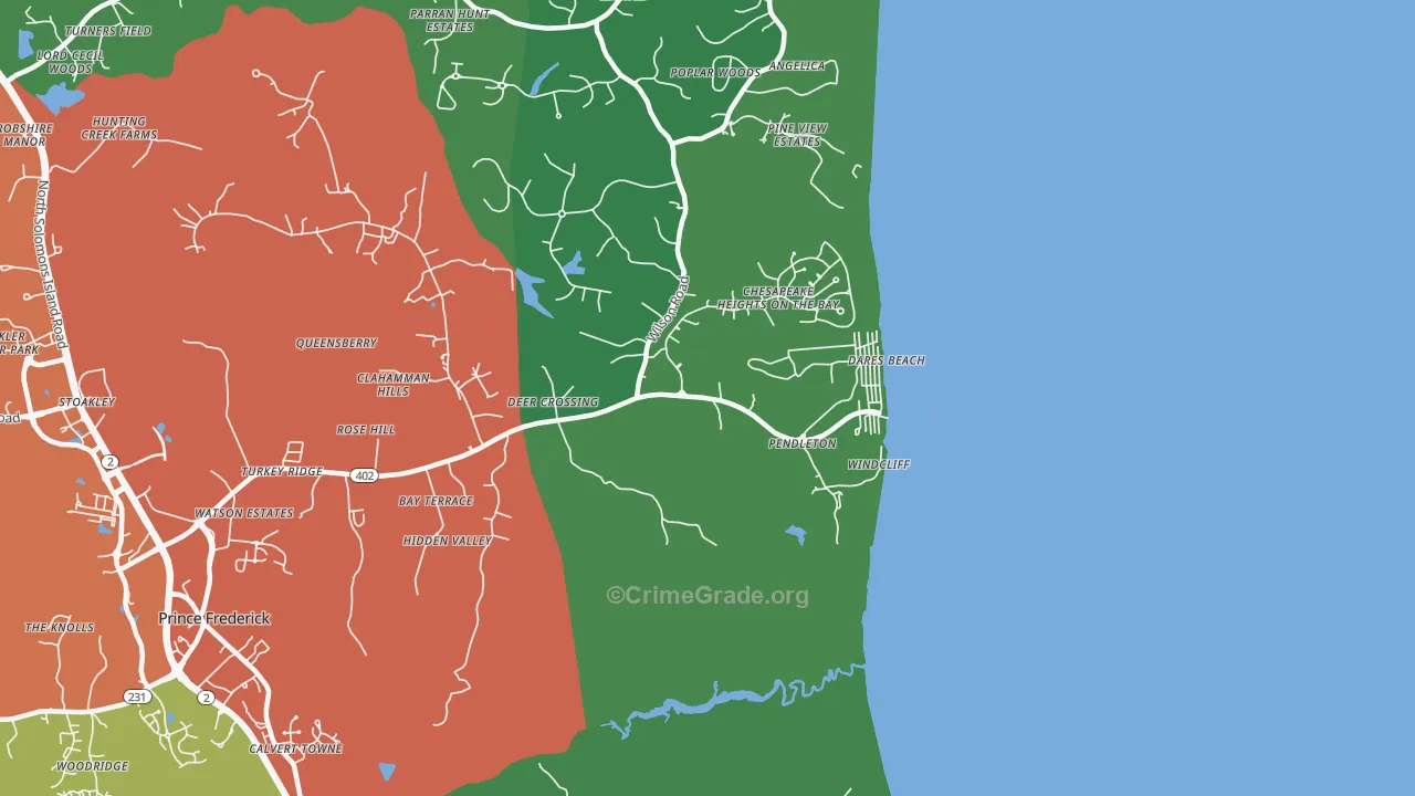 Dares Beach, MD Map of Theft Rates