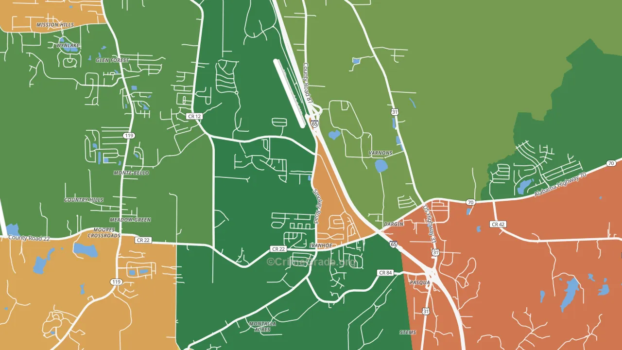Dargin, AL Map of Theft Rates