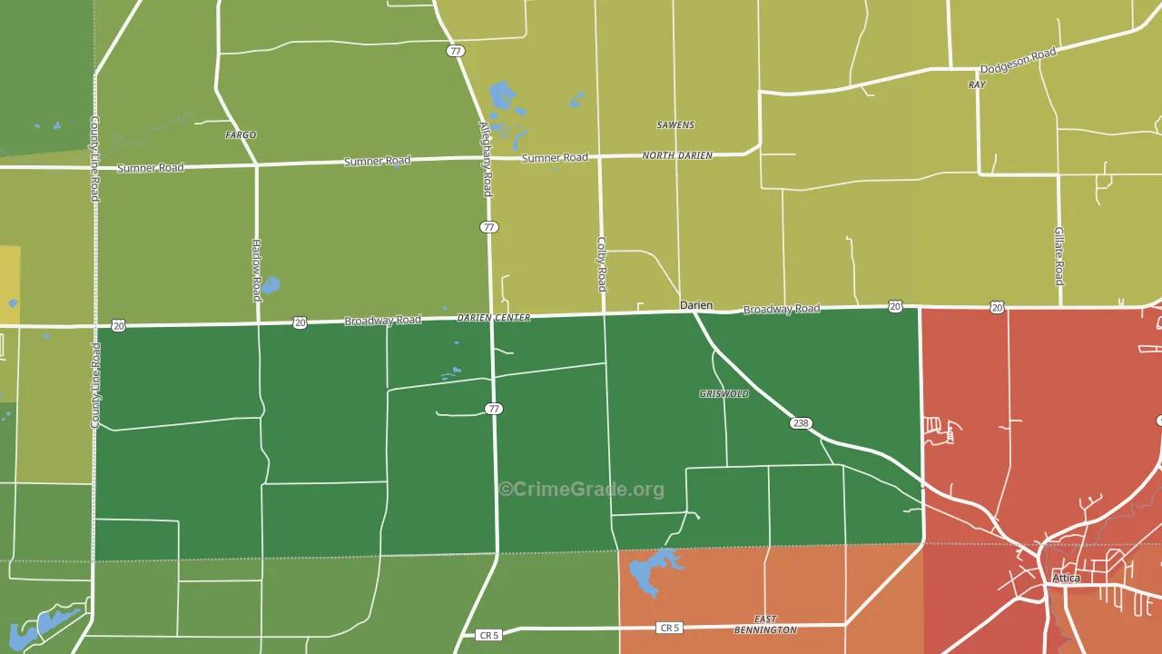 Darien Center, NY Map of Theft Rates