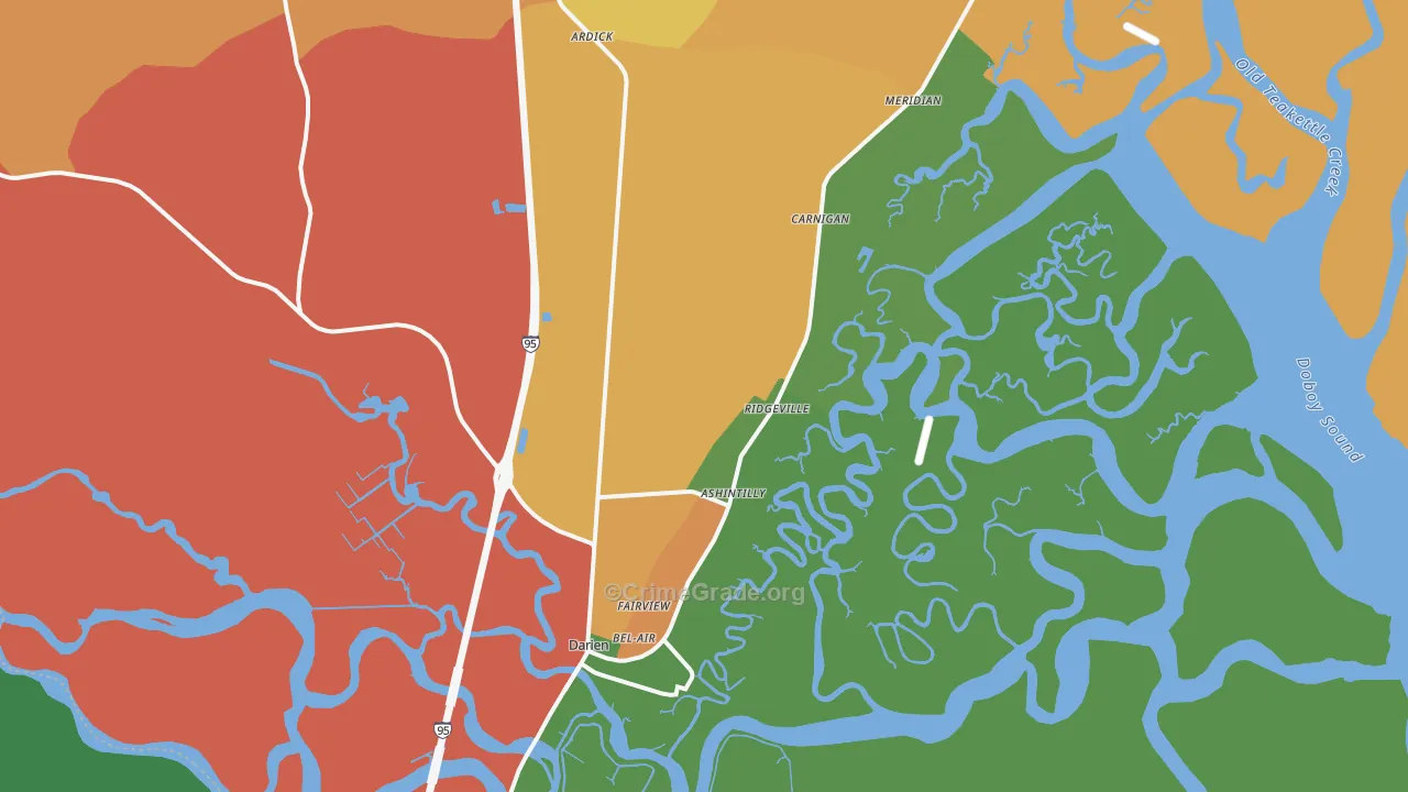 Darien, GA Map of Theft Rates