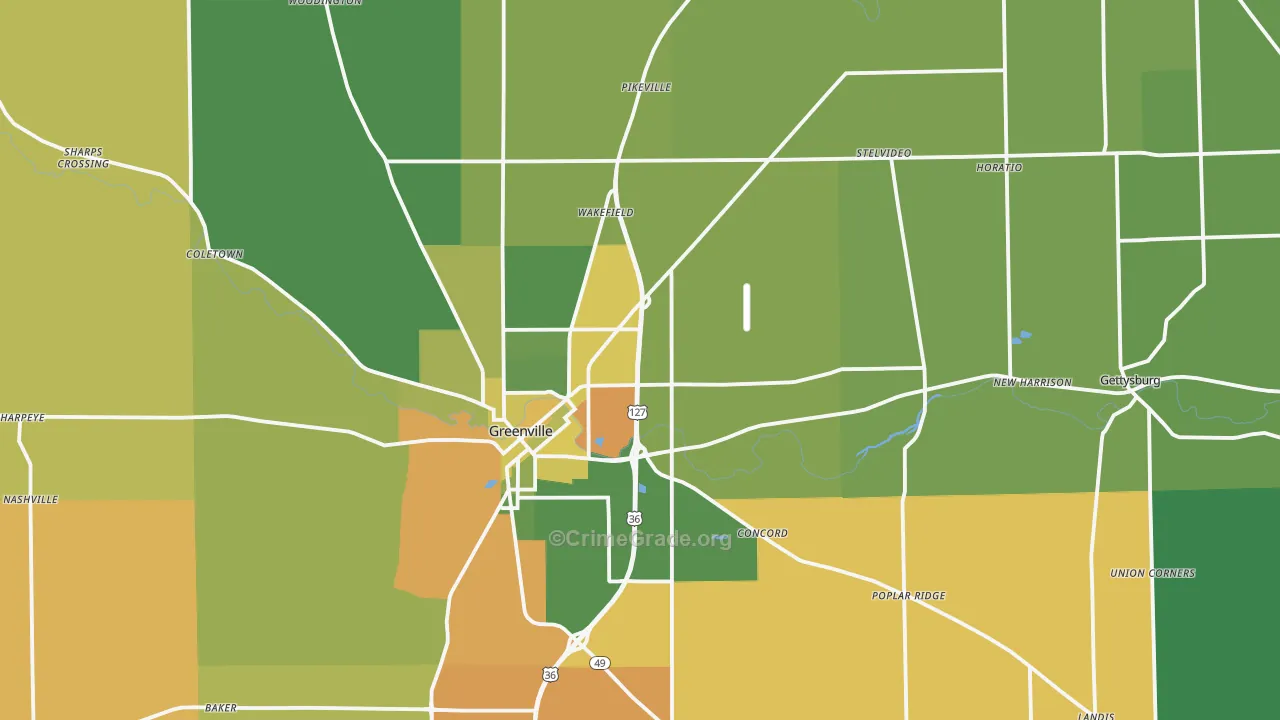 Darke County, OH Map of Theft Rates