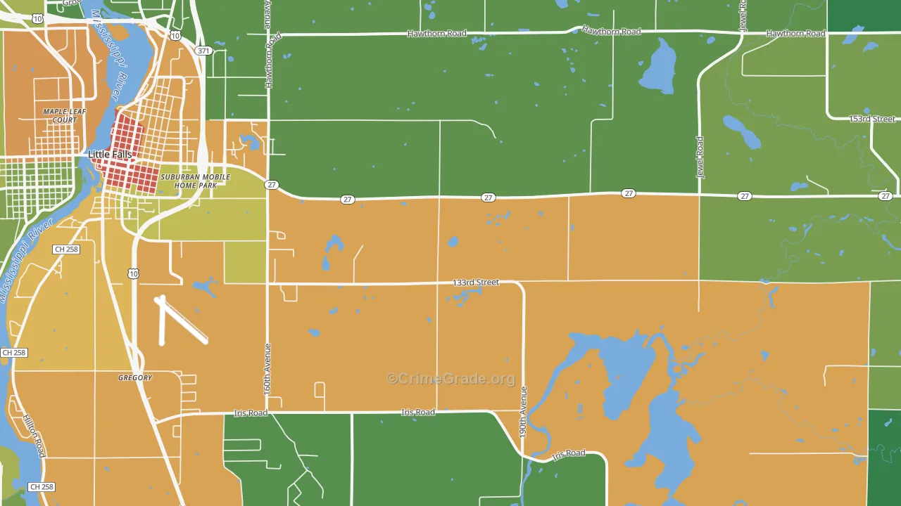 Darling, MN Map of Theft Rates