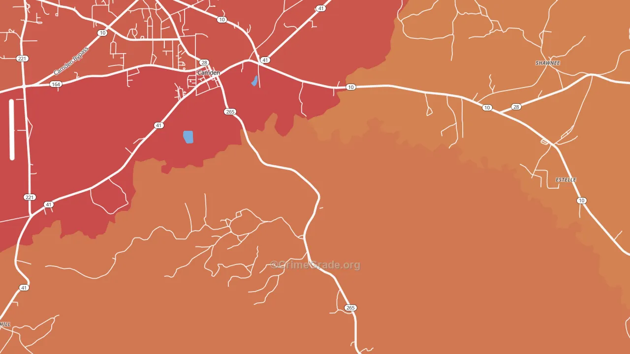 Darlington, AL Map of Theft Rates