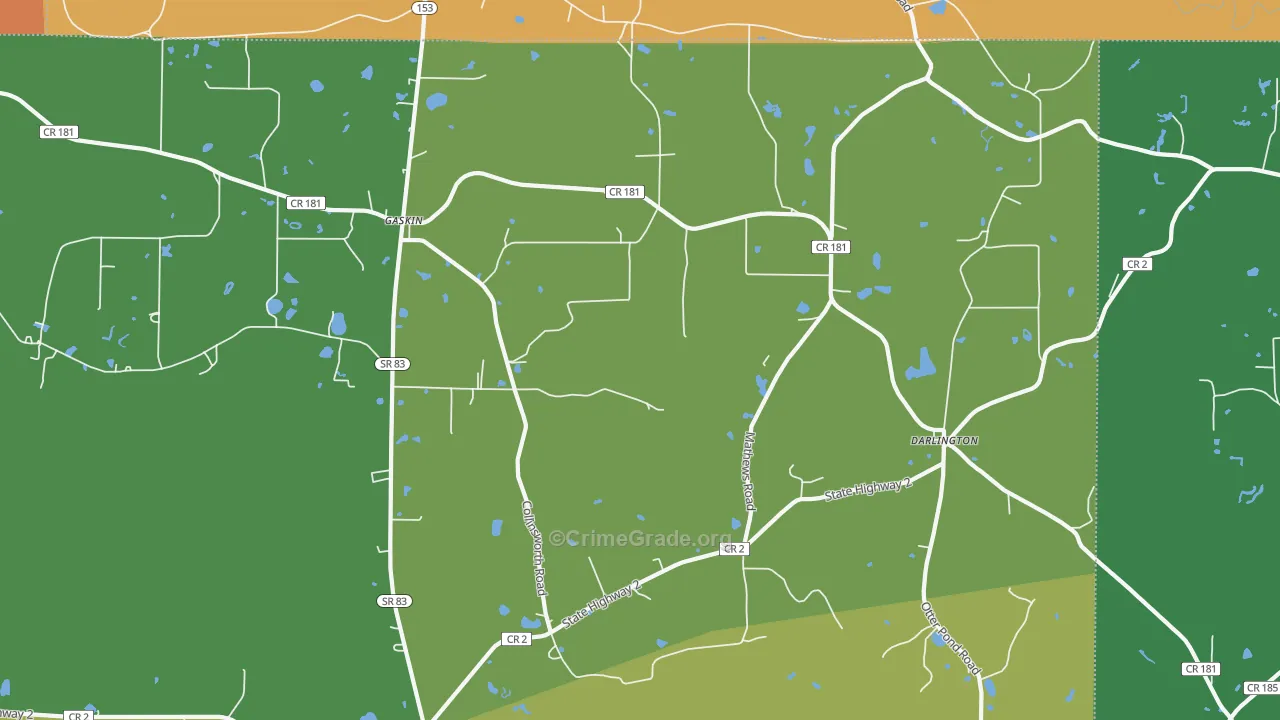 Darlington, FL Map of Theft Rates