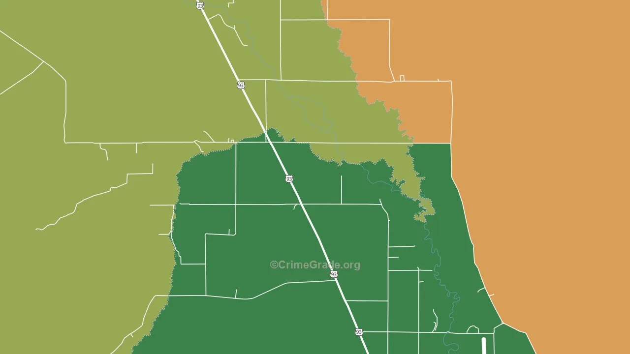 Darlington, ID Map of Theft Rates
