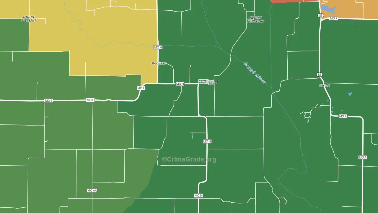 Darlington, MO Map of Theft Rates