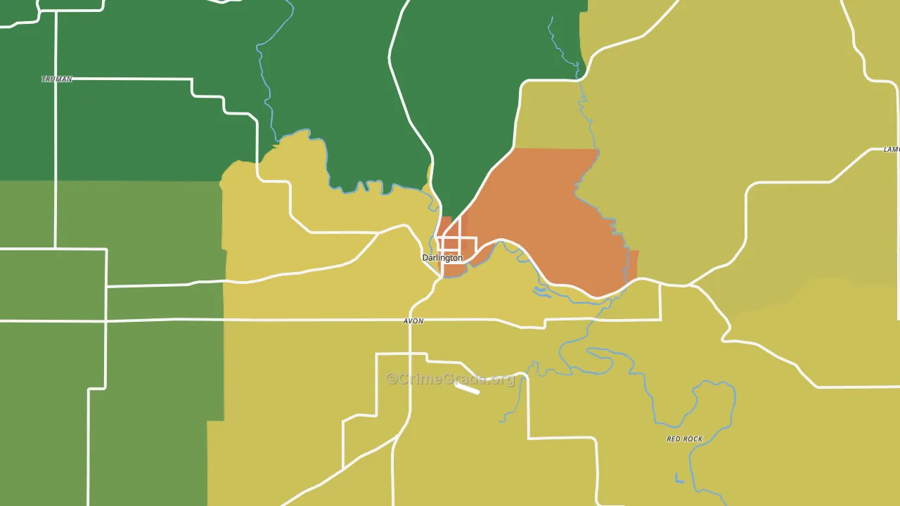 Darlington, WI Map of Theft Rates