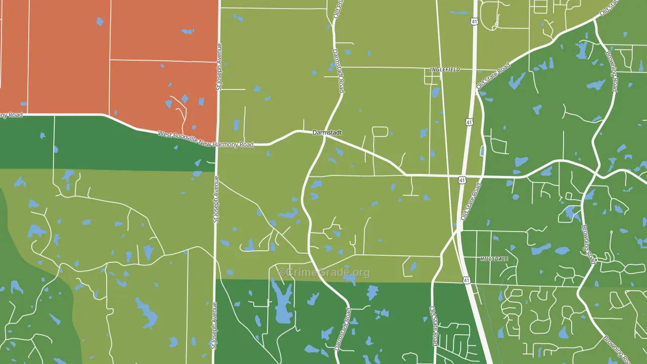 Darmstadt, IN Map of Theft Rates