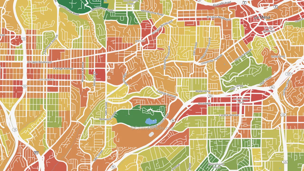 Darnall, San Diego, CA Map of Theft Rates