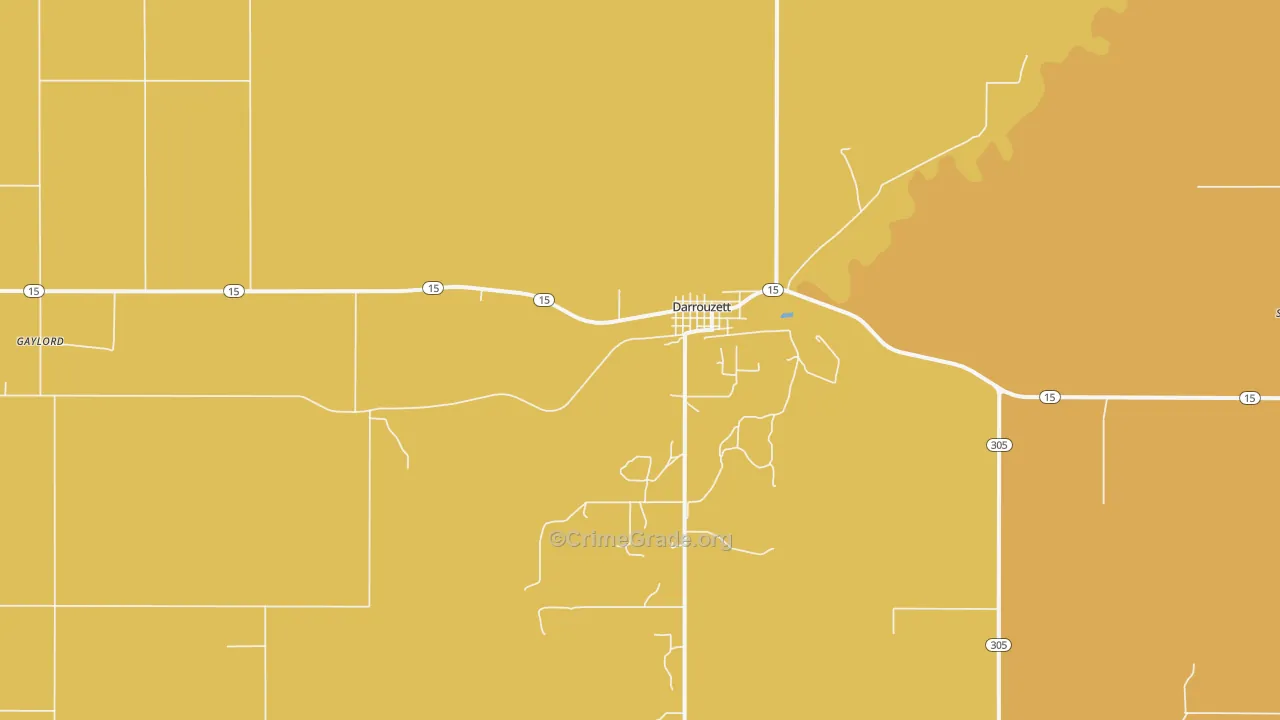 Darrouzett, TX Map of Theft Rates