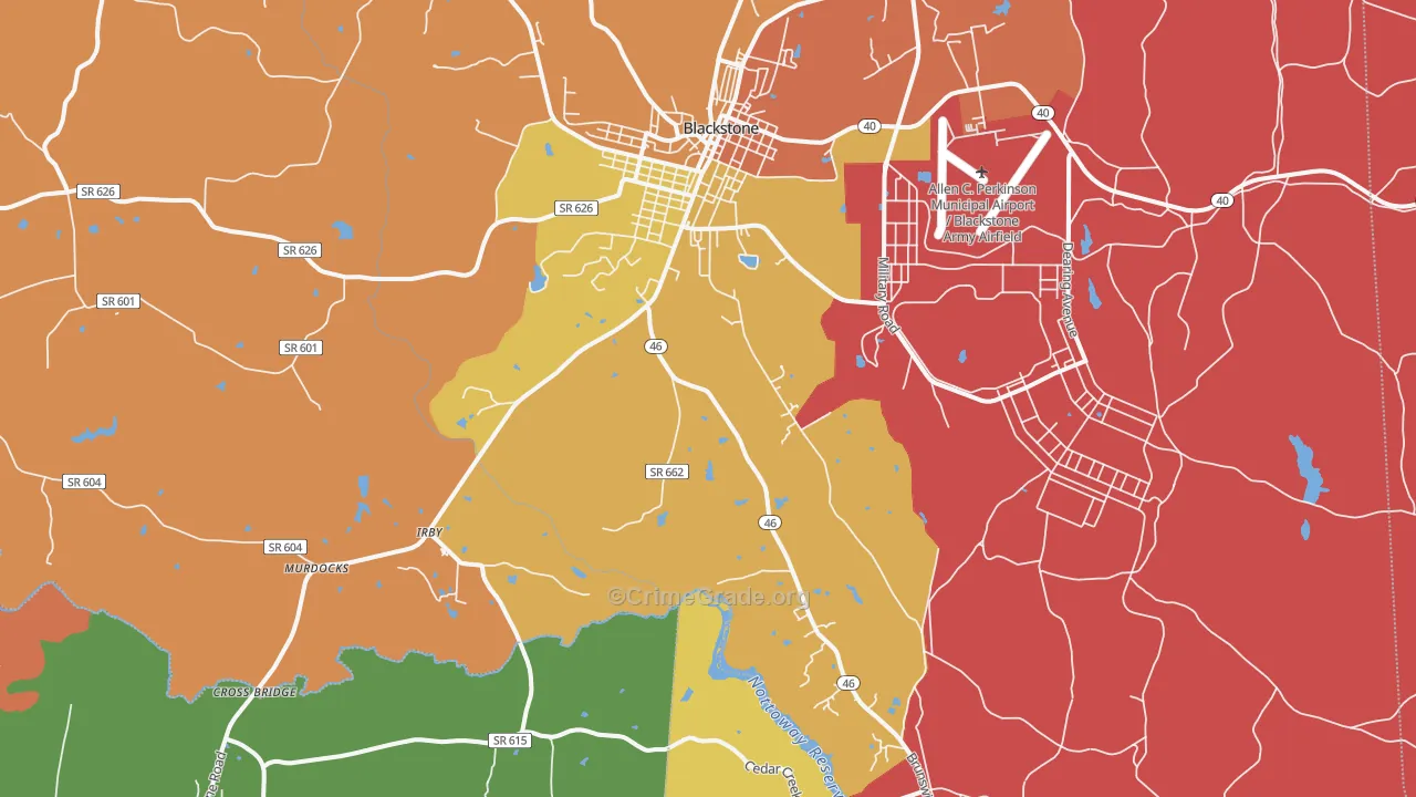 Darvills, VA Map of Theft Rates