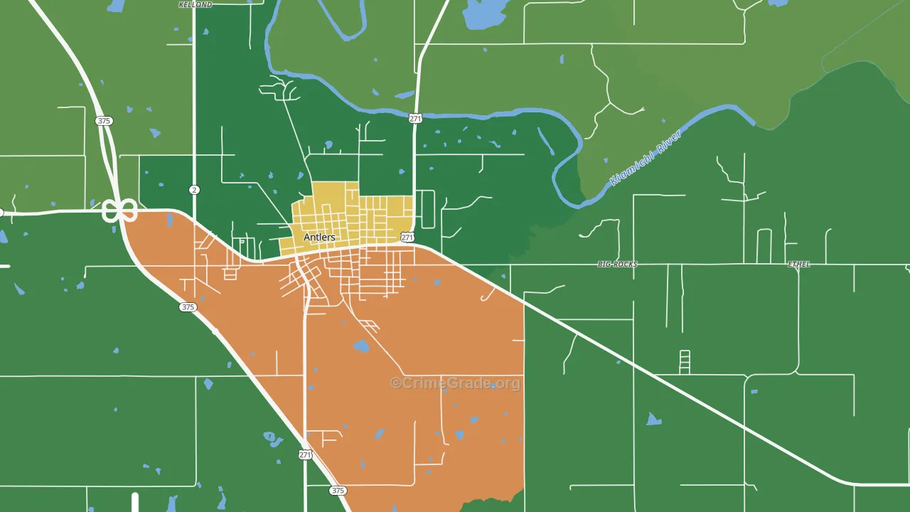 Darwin, OK Map of Theft Rates