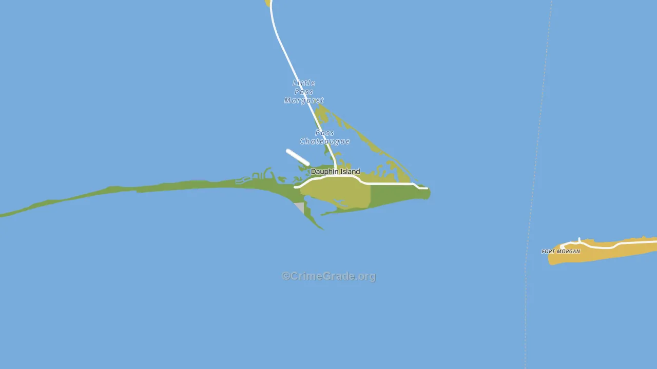 Dauphin Island, AL Map of Theft Rates