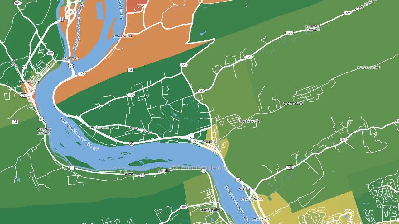 Dauphin, PA Map of Theft Rates