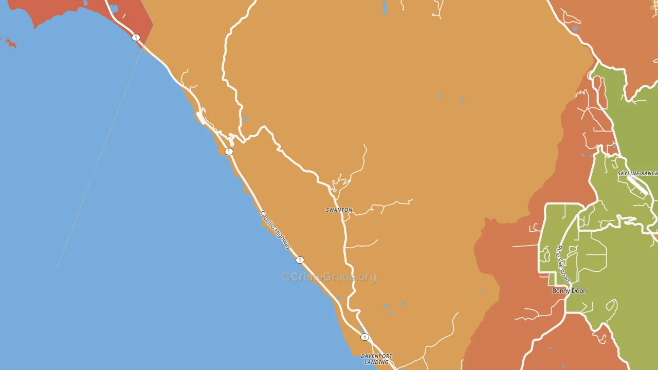 Davenport, CA Map of Theft Rates
