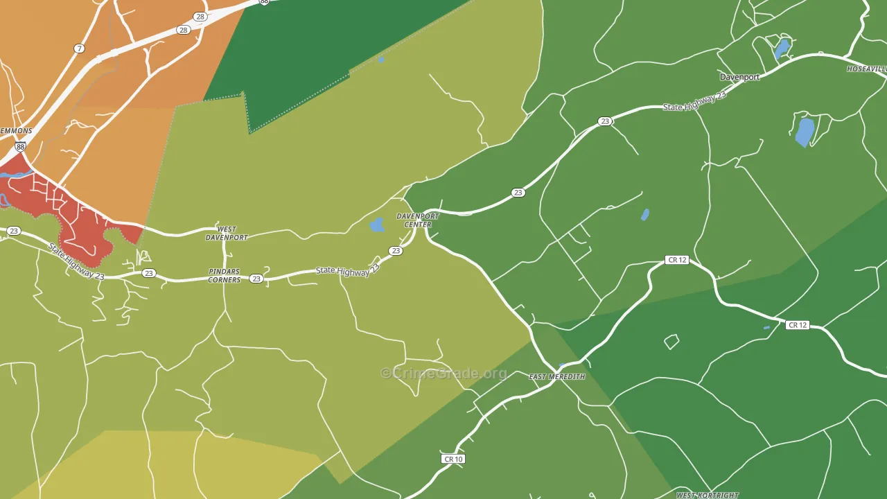 Davenport Center, NY Map of Theft Rates