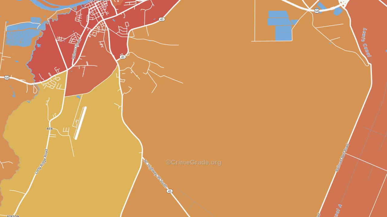 Davenport Forks, NC Map of Theft Rates