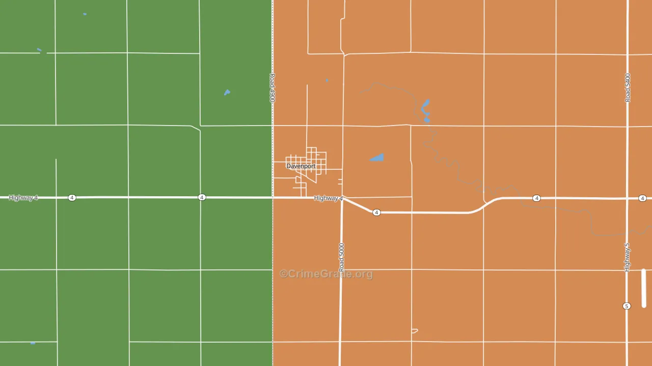 Davenport, NE Map of Theft Rates