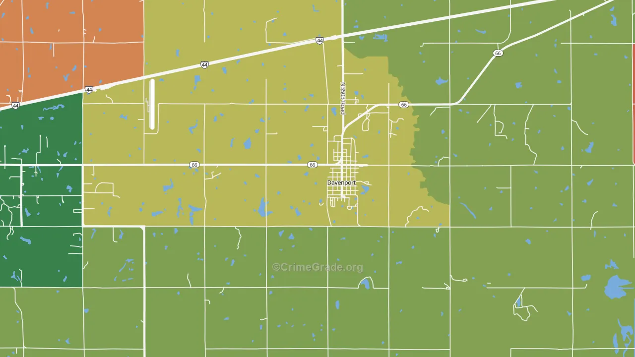 Davenport, OK Map of Theft Rates